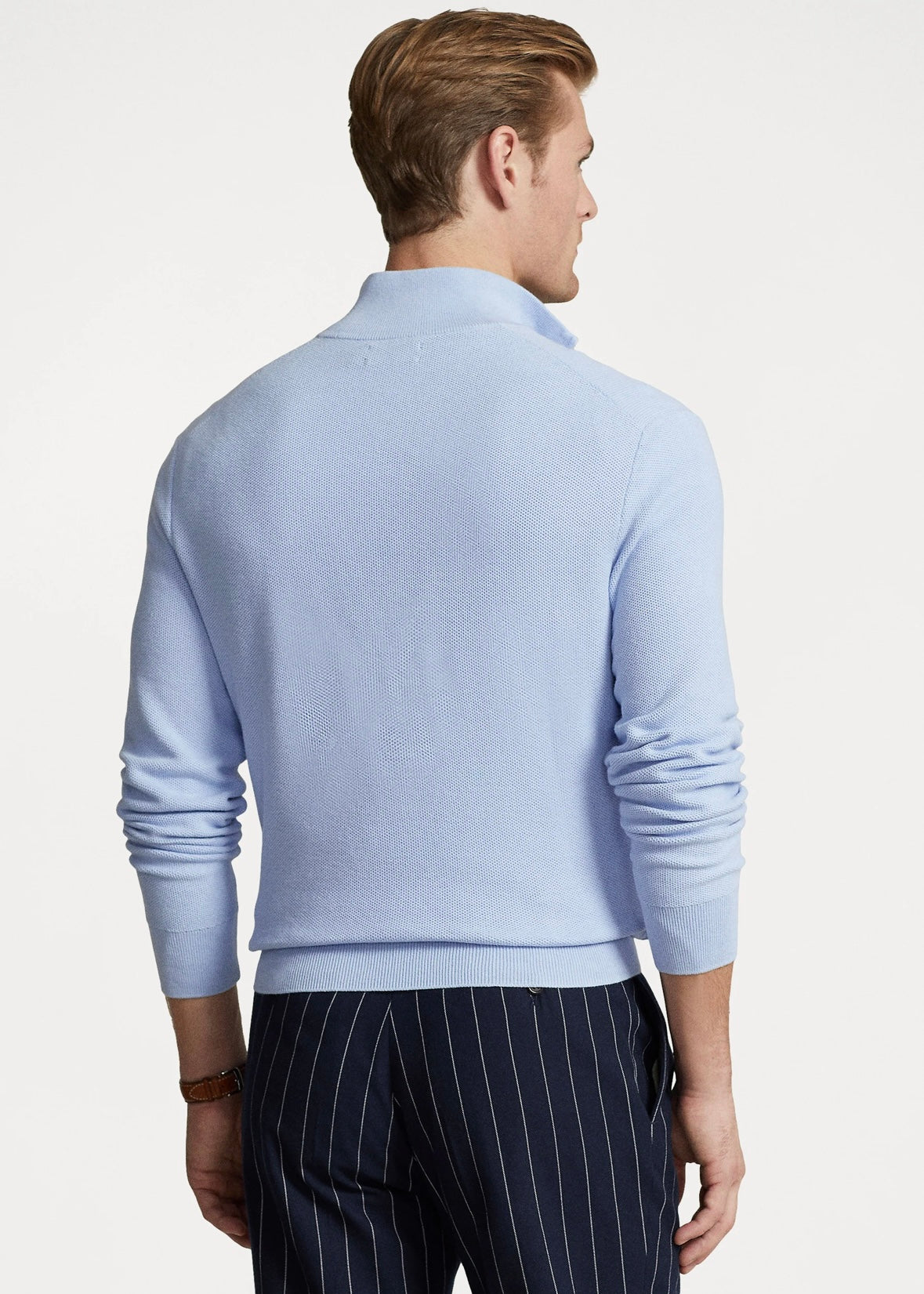 Mesh Knit Quarter Zip Blue Hyacinth