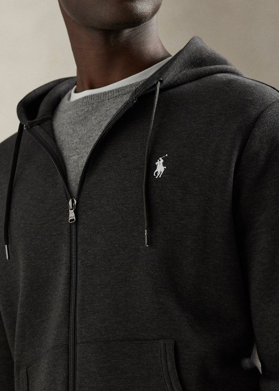 Double Knit Zip Hoodie Dark Charcoal