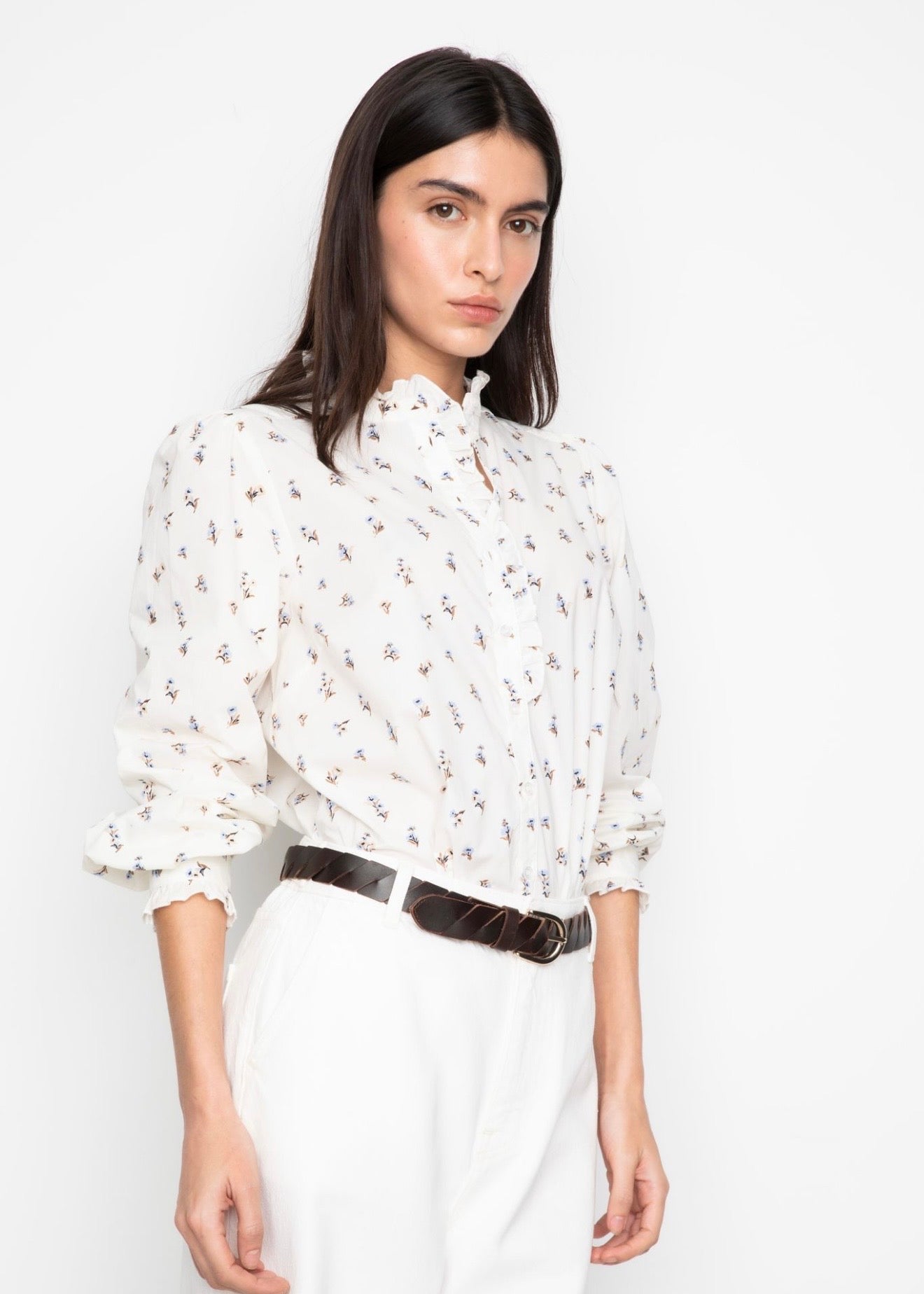 Emily Blouse White Anemone Print