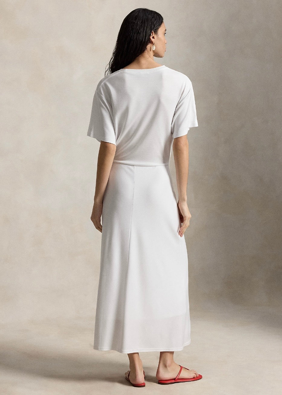 Twist Detail Tee Dress White