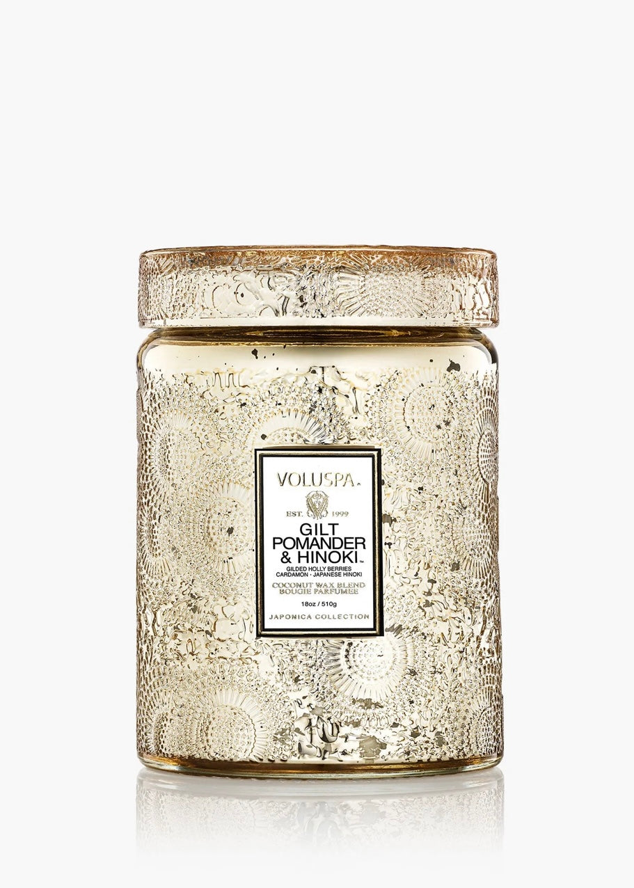 Large Jar Gilt Pomander & Hinoki