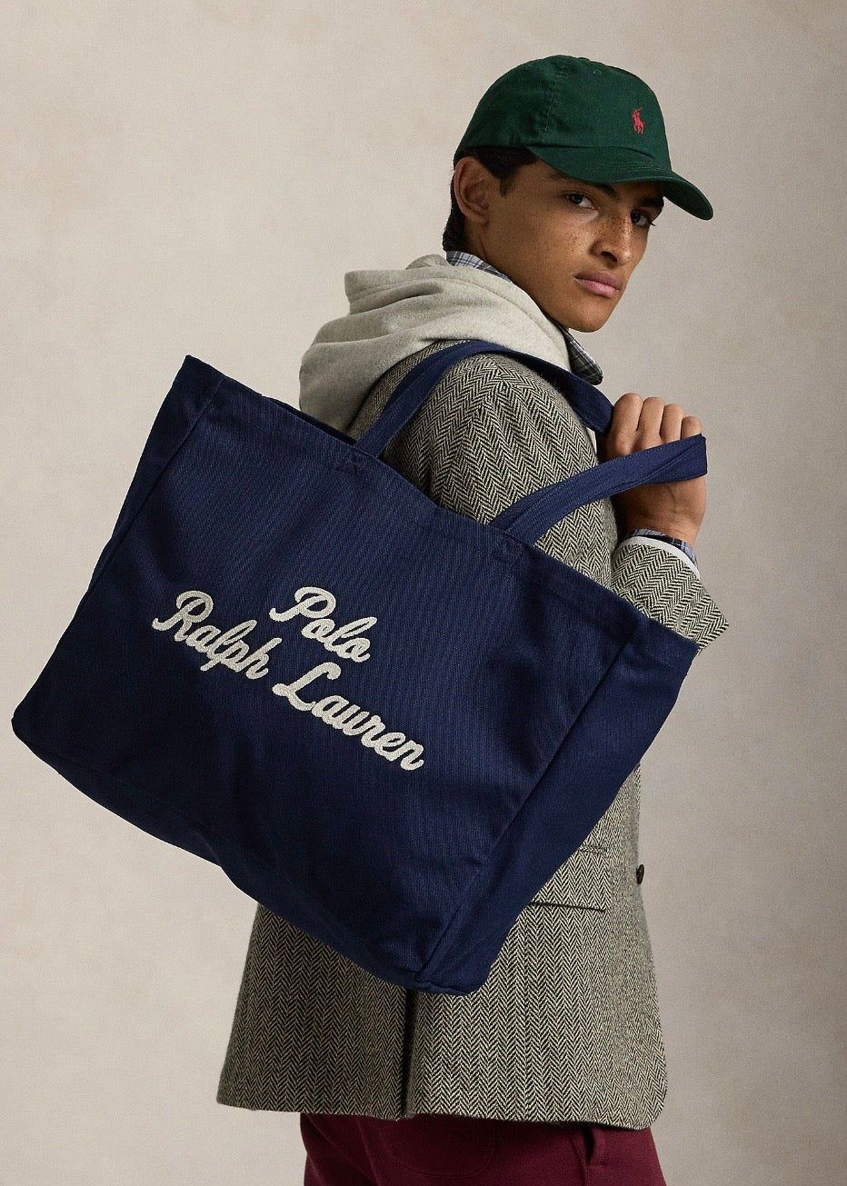 Embroidered Canvas Tote Newport Navy