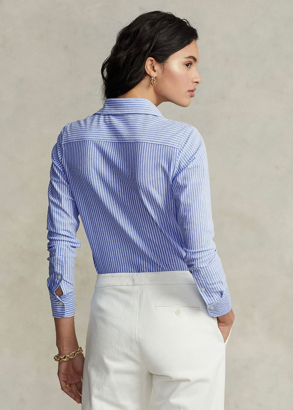 Slim Fit Knit Oxford Shirt Harbor Island Blue/White
