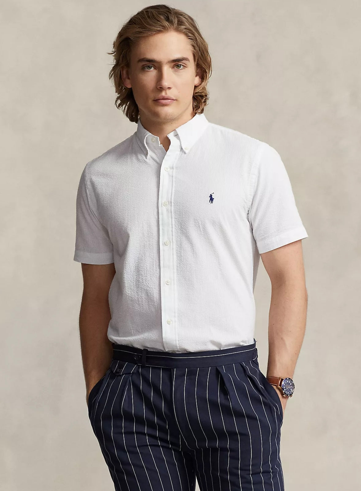 Polo Ralph Lauren Cotton Short shirt Custom Fit - White