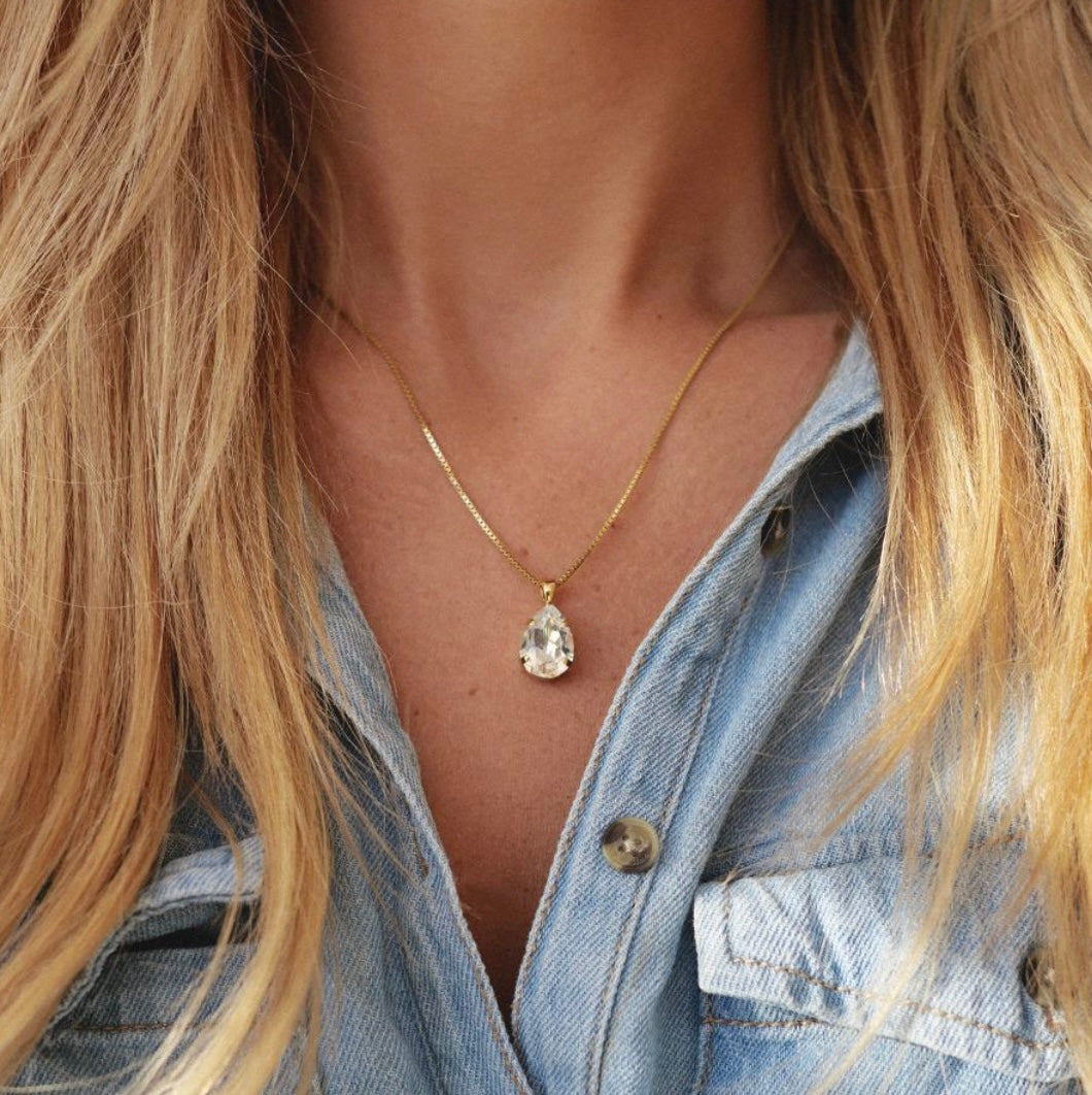 Caroline Svedbom Mini Drop necklace Gold Crystal