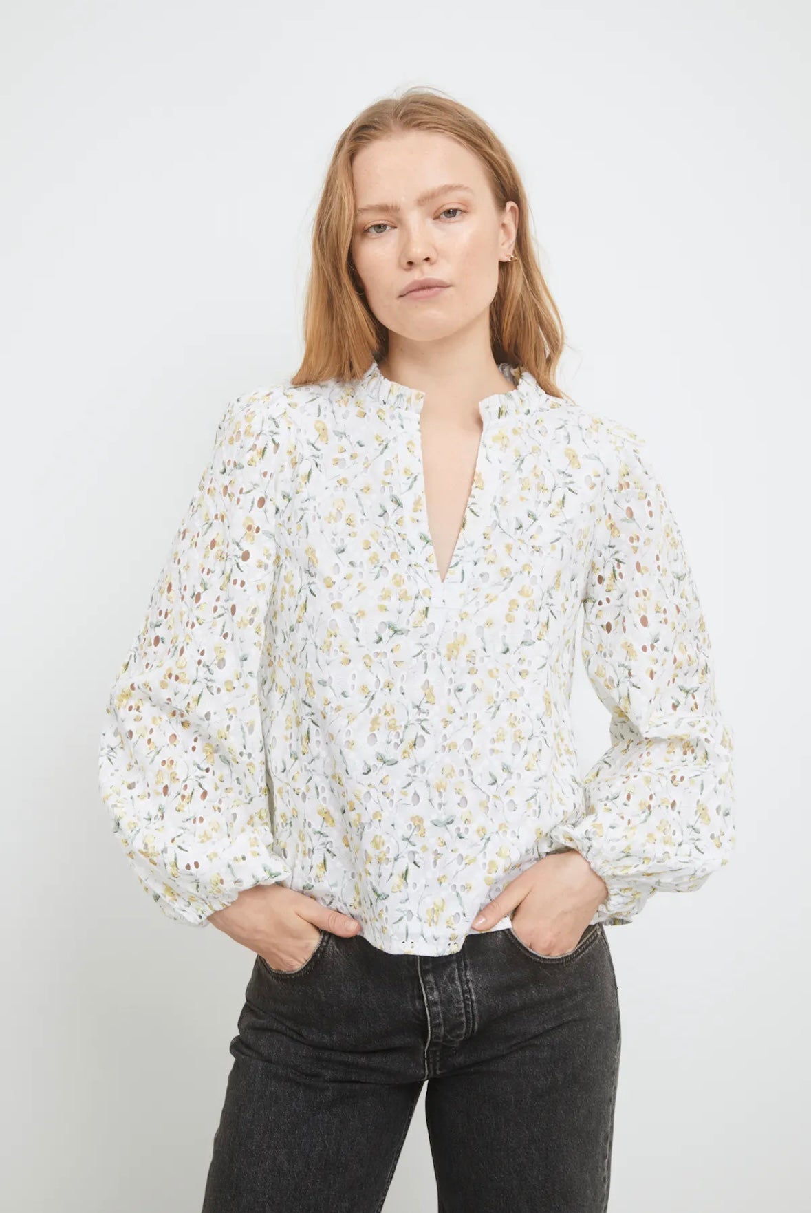 Camilla Pihl Karro blouse - Yellow Branch Print