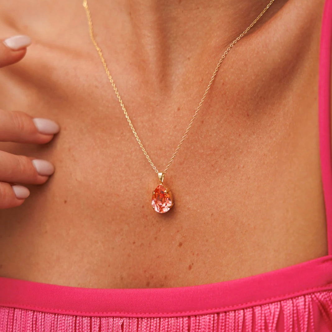 Caroline Svedbom Mini Drop necklace Gold Rose Peach