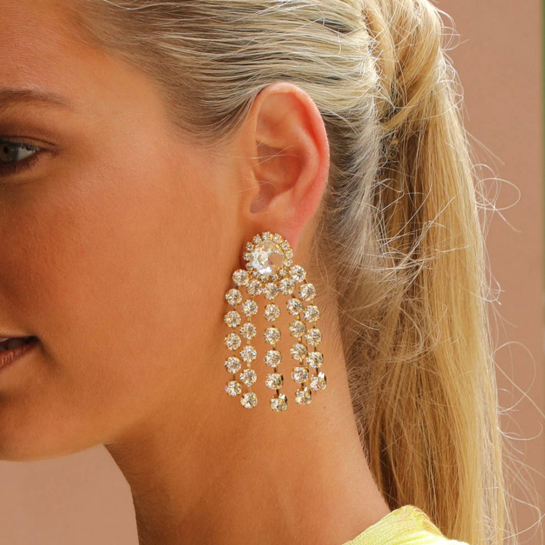 Caroline Svedbom Rafaela earrings Gold Crystal