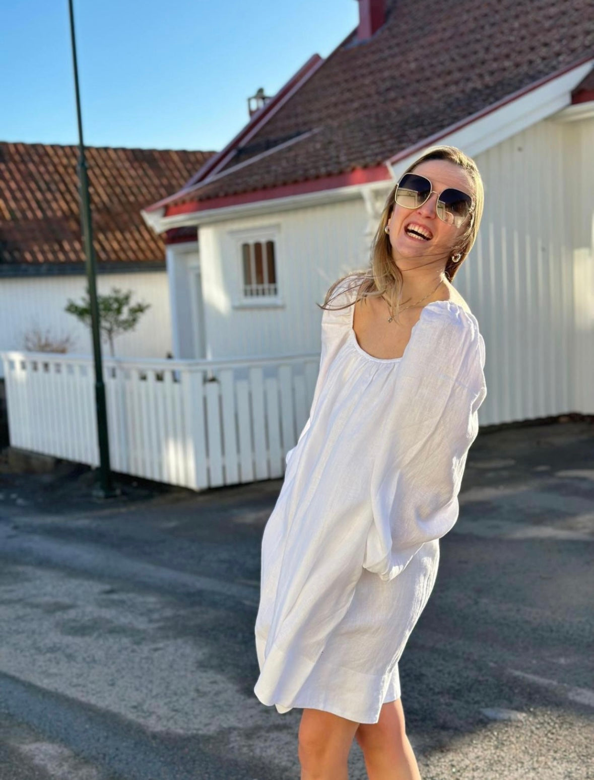 Ella&il Alma Linen dress - White
