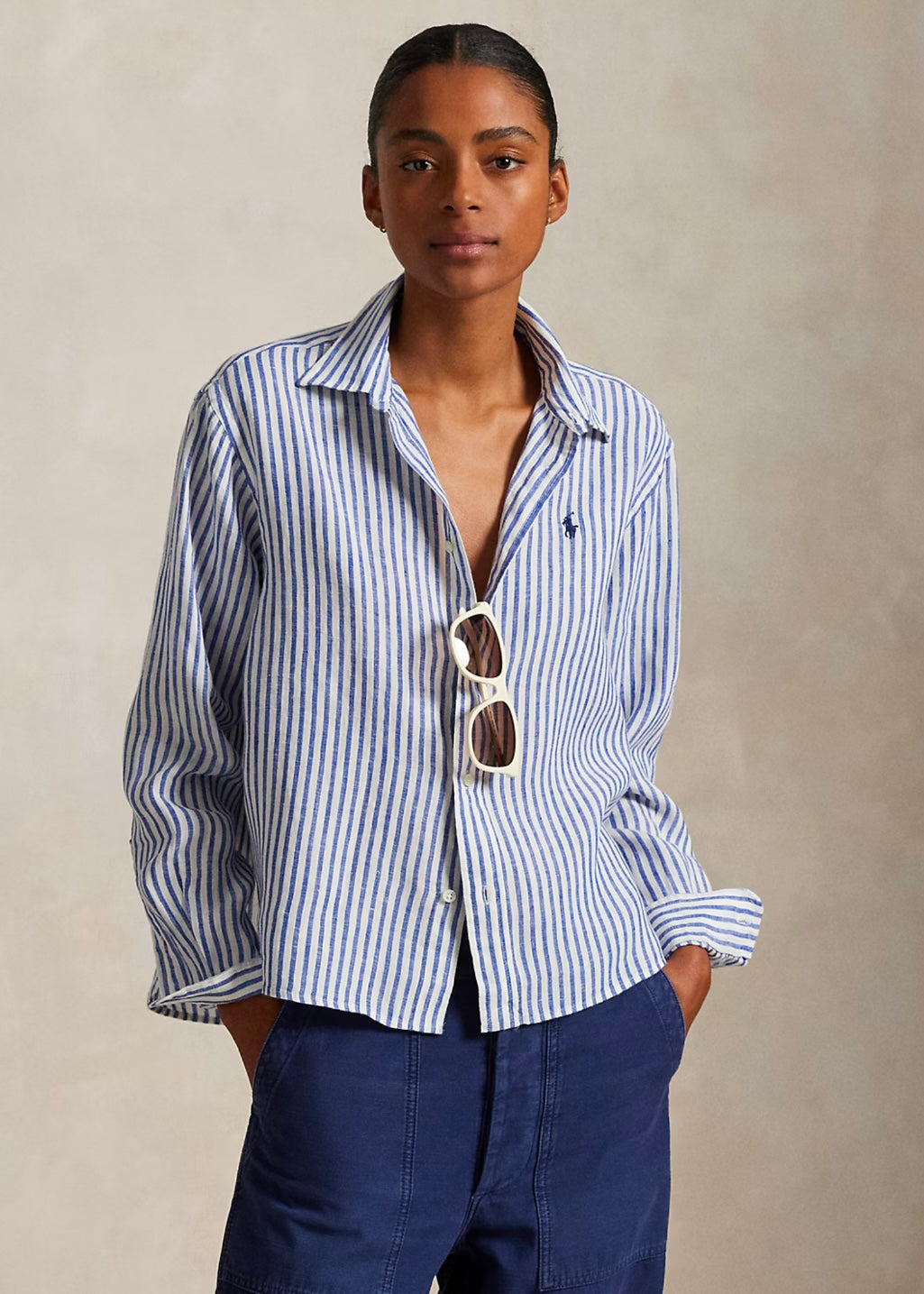 Polo Ralph Lauren Linen shirt - White/Blue