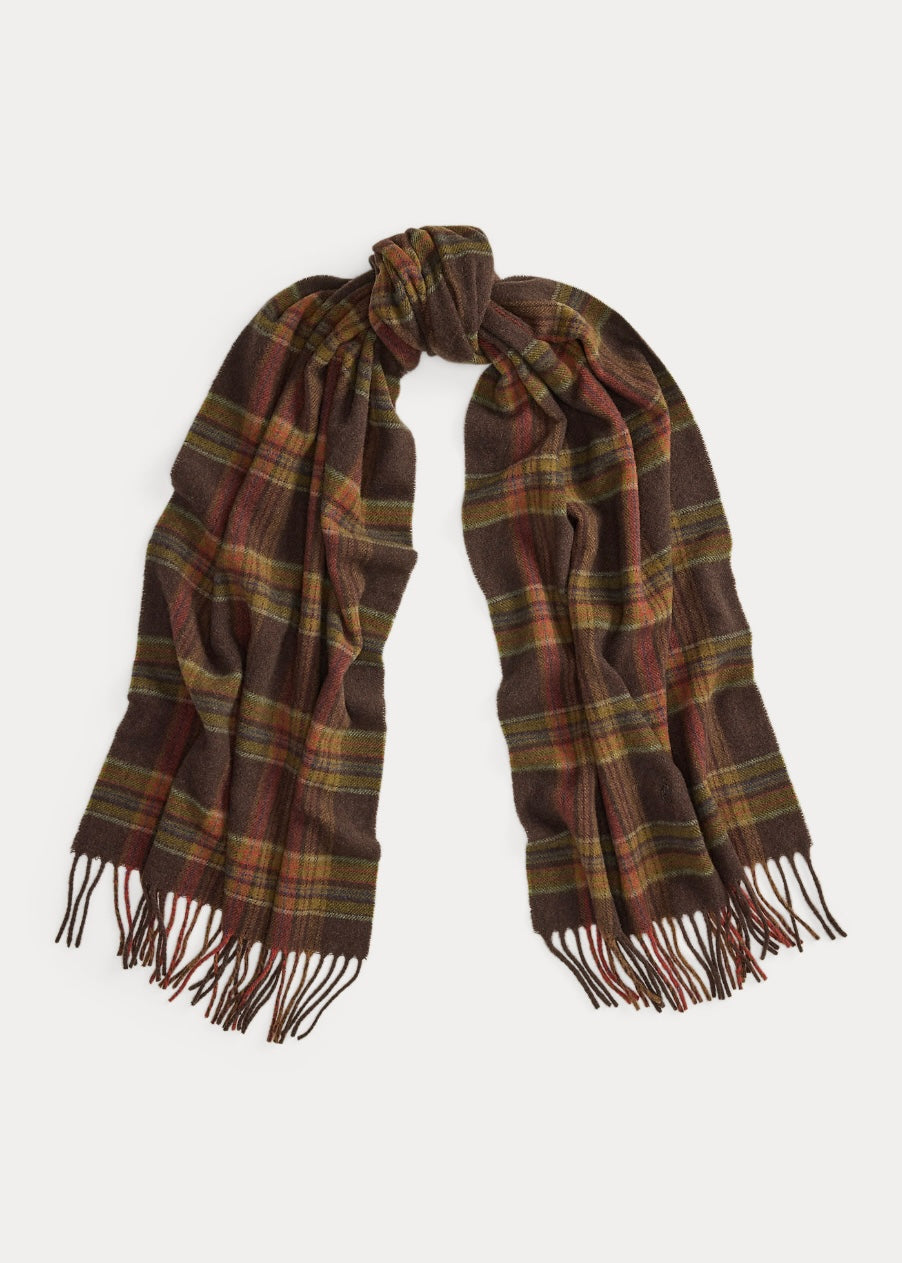 Plaid Fringe scarf Brown Multi