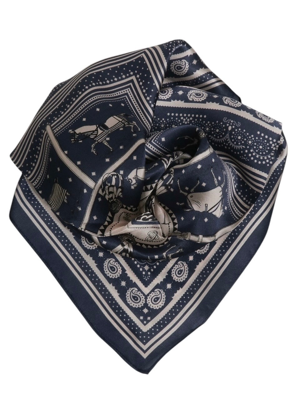 Silk Scarf Navy
