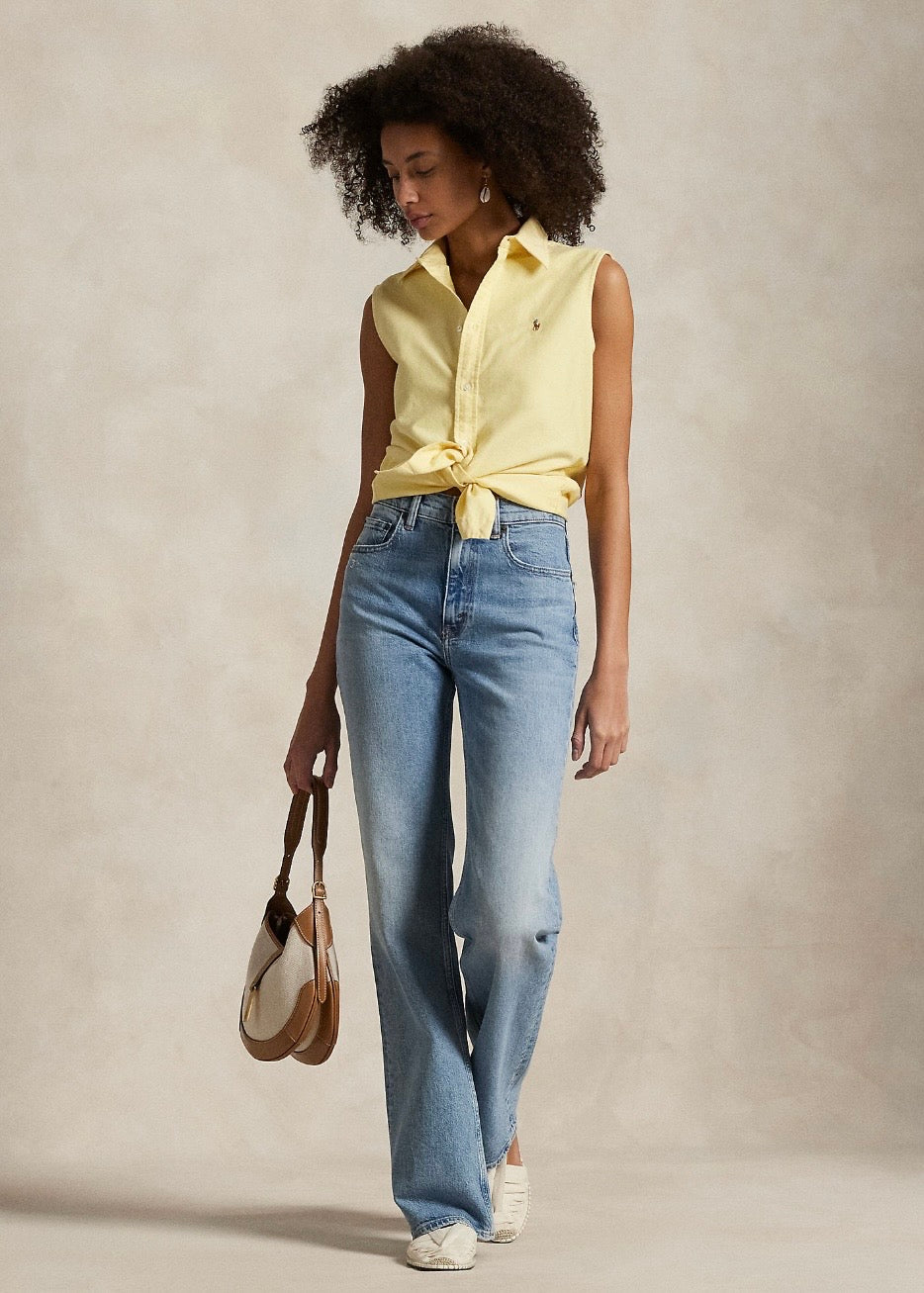 Cotton Oxford Sleeveless Shirt Yellow