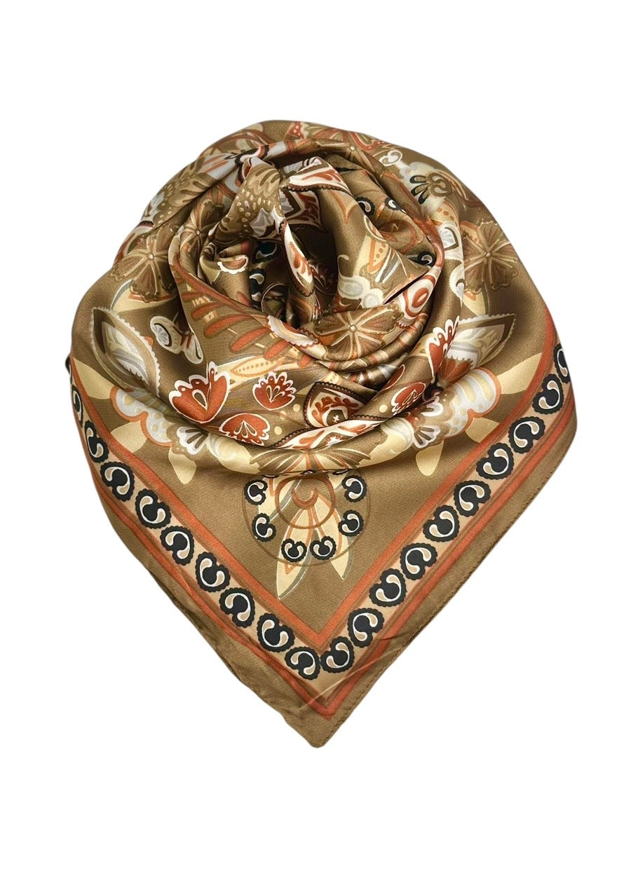 Silk-Viscose Scarf Brown Paisley