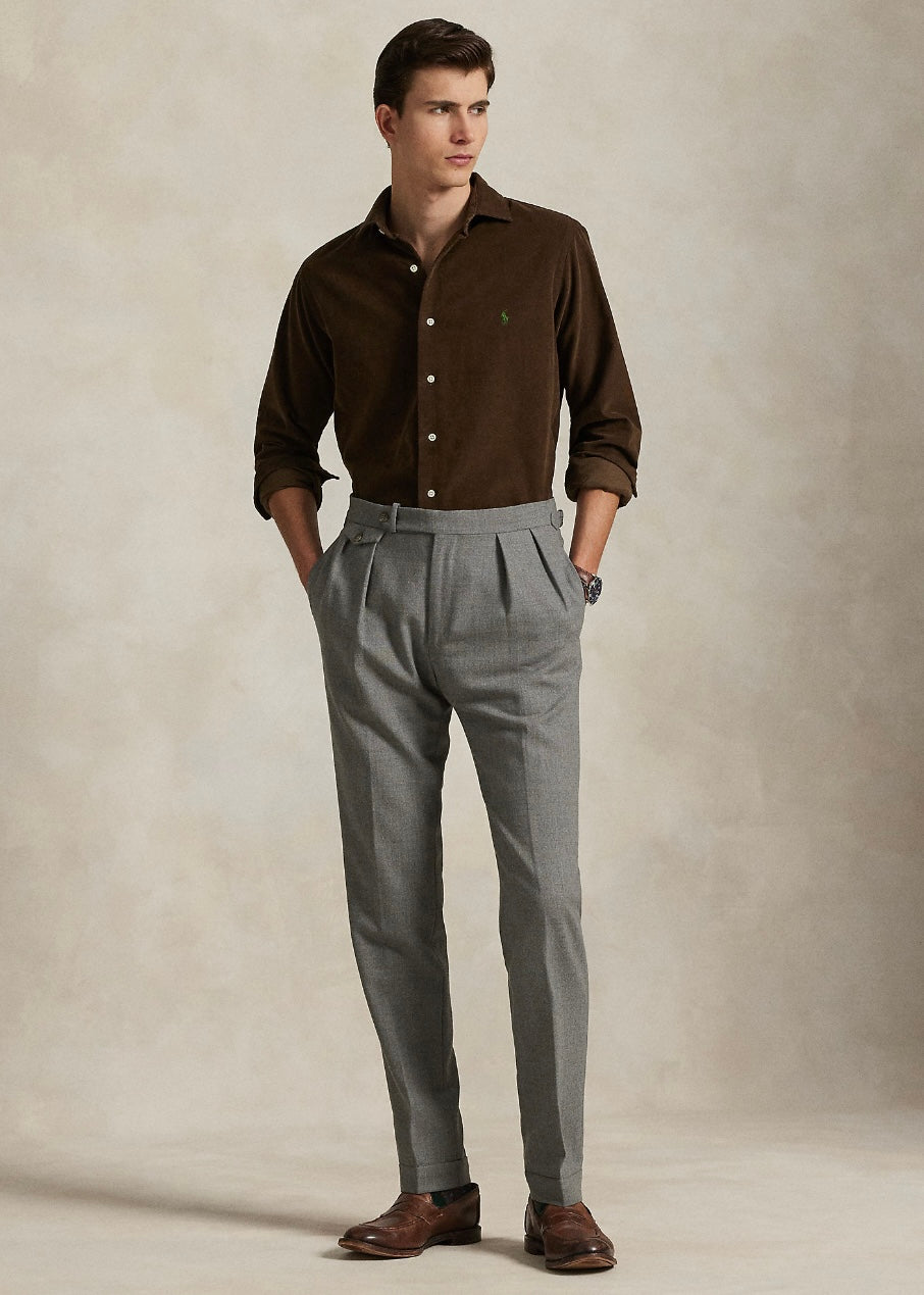 Custom Fit Corduroy shirt Brown