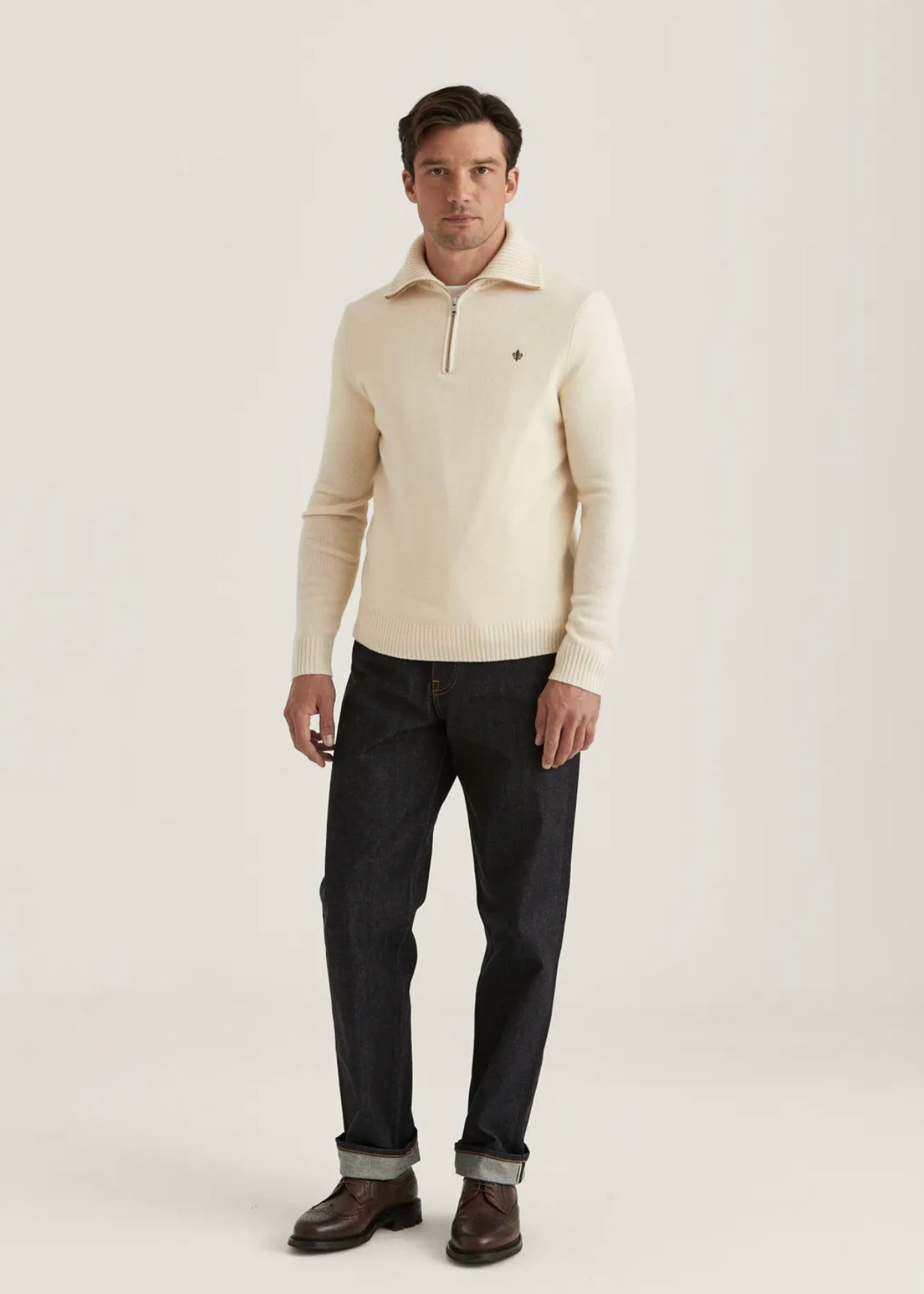 Morris Hertford Half Zip - Offwhite