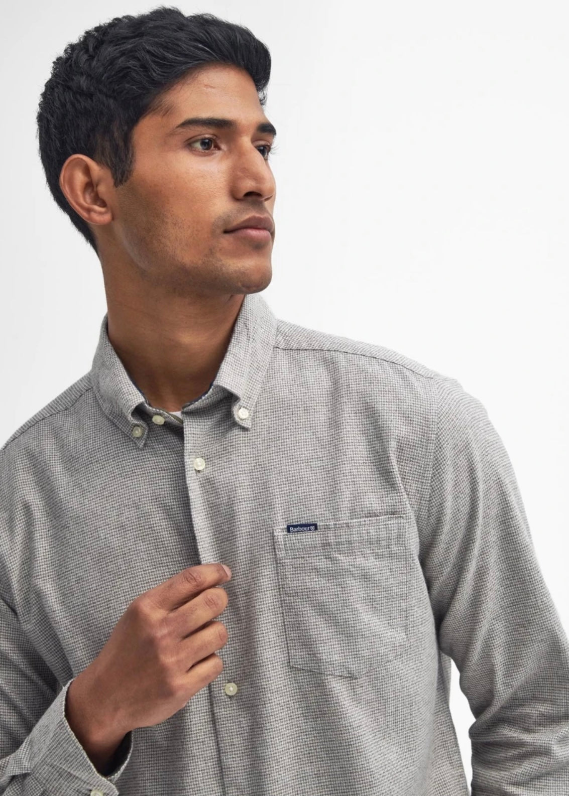 Turner Tailored Houndtooth shirt Olive