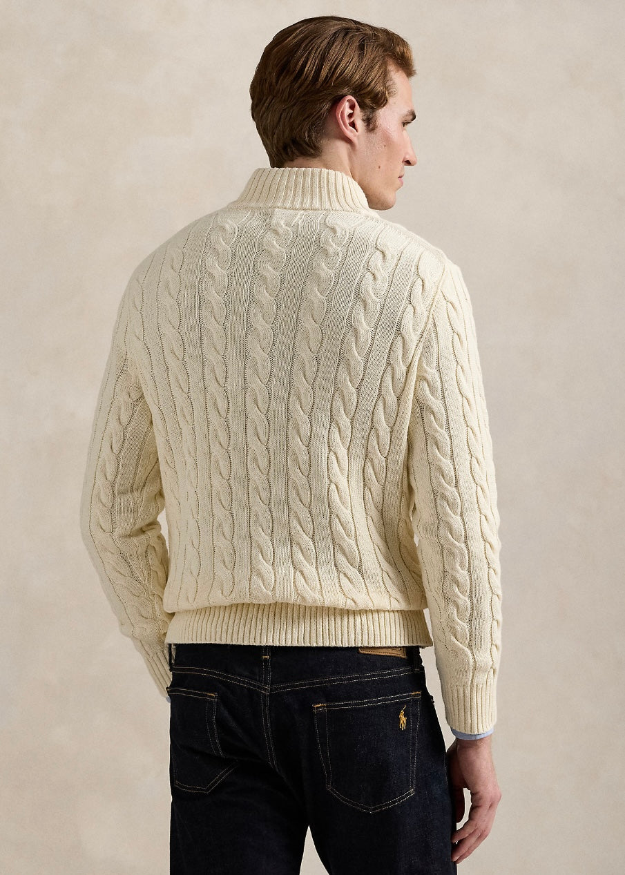 Cable Knit Cotton Quarter Zip Cream