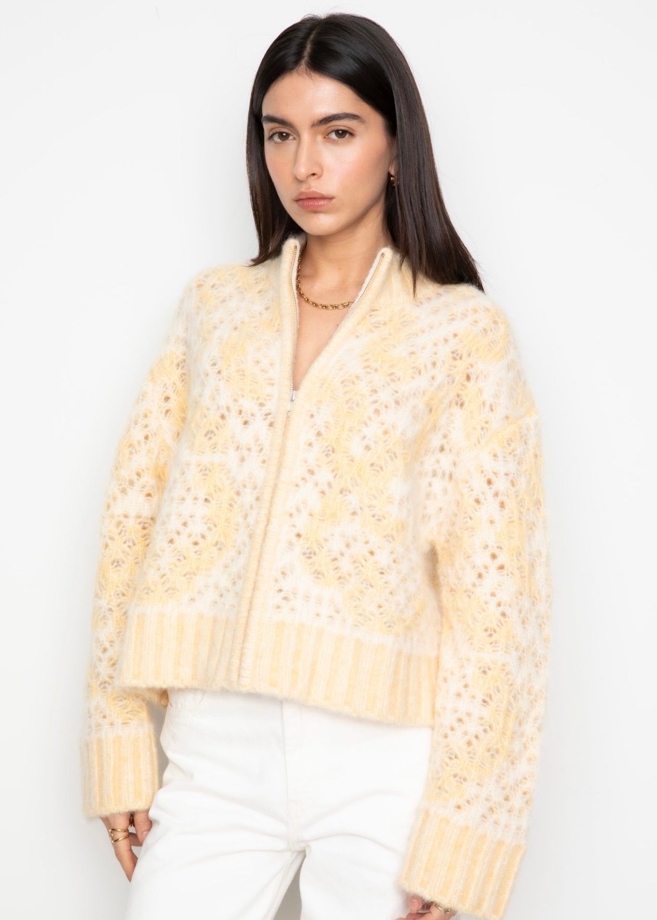 Briana Zip Knit Light Yellow