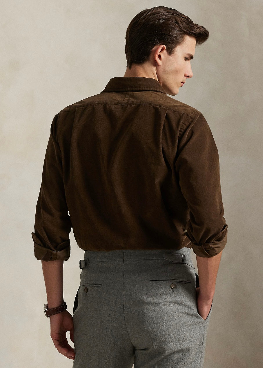 Custom Fit Corduroy shirt Brown