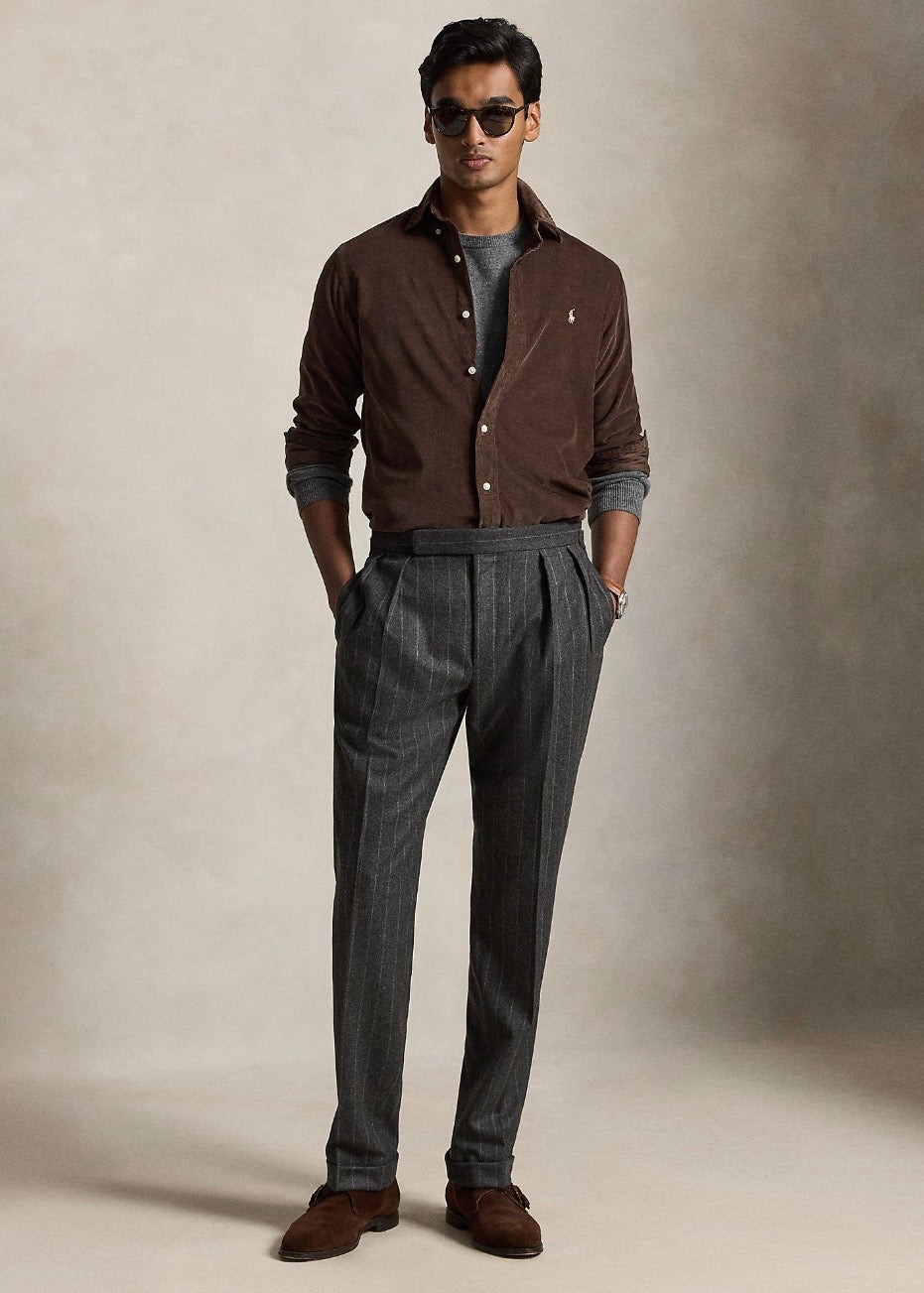 Custom Fit Corduroy Shirt Nutmeg Brown