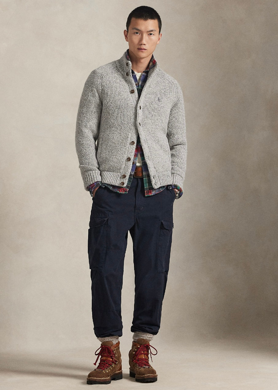 Wool Mockneck cardigan Grey Marl