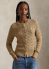 Cable Knit Cotton Cardigan Vintage Khaki