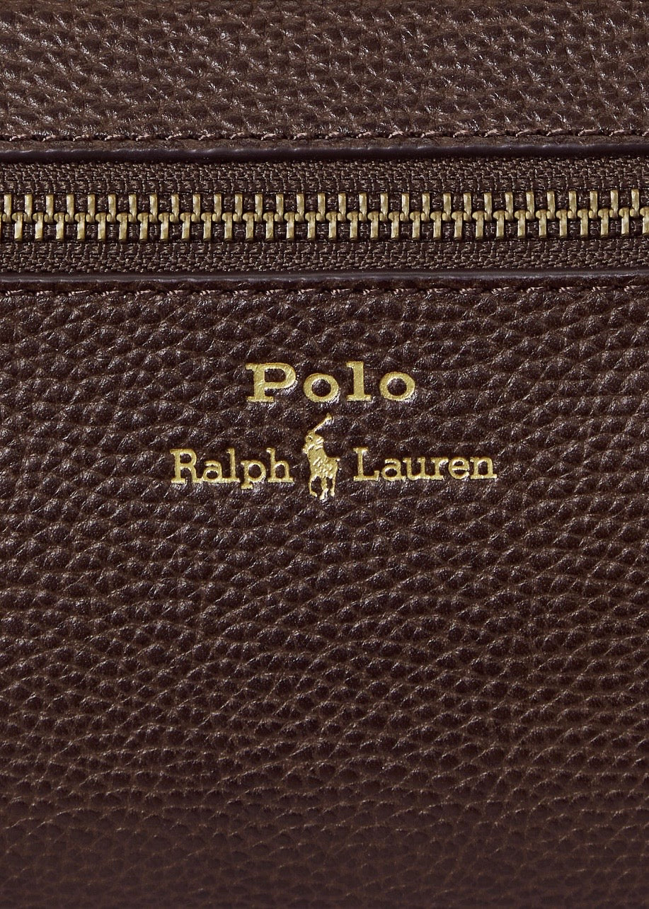Pebbled Leather Travel Case Dark Brown