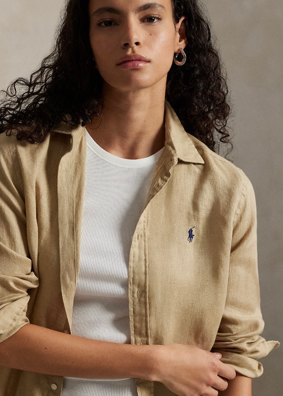 Classic Fit Linen Shirt Coastal Beige