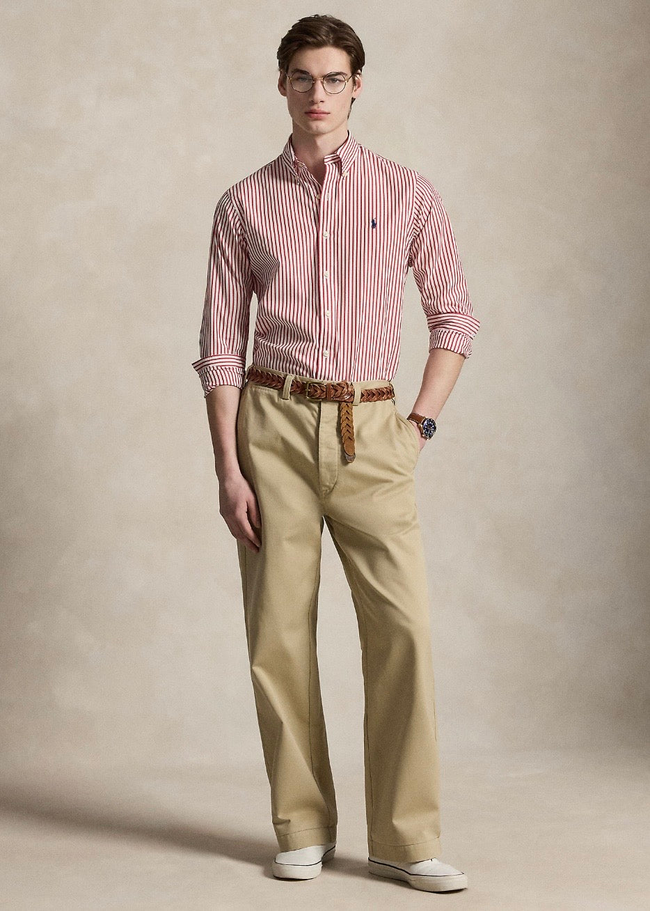 Custom Fit Striped Broadcloth Shirt White/Red