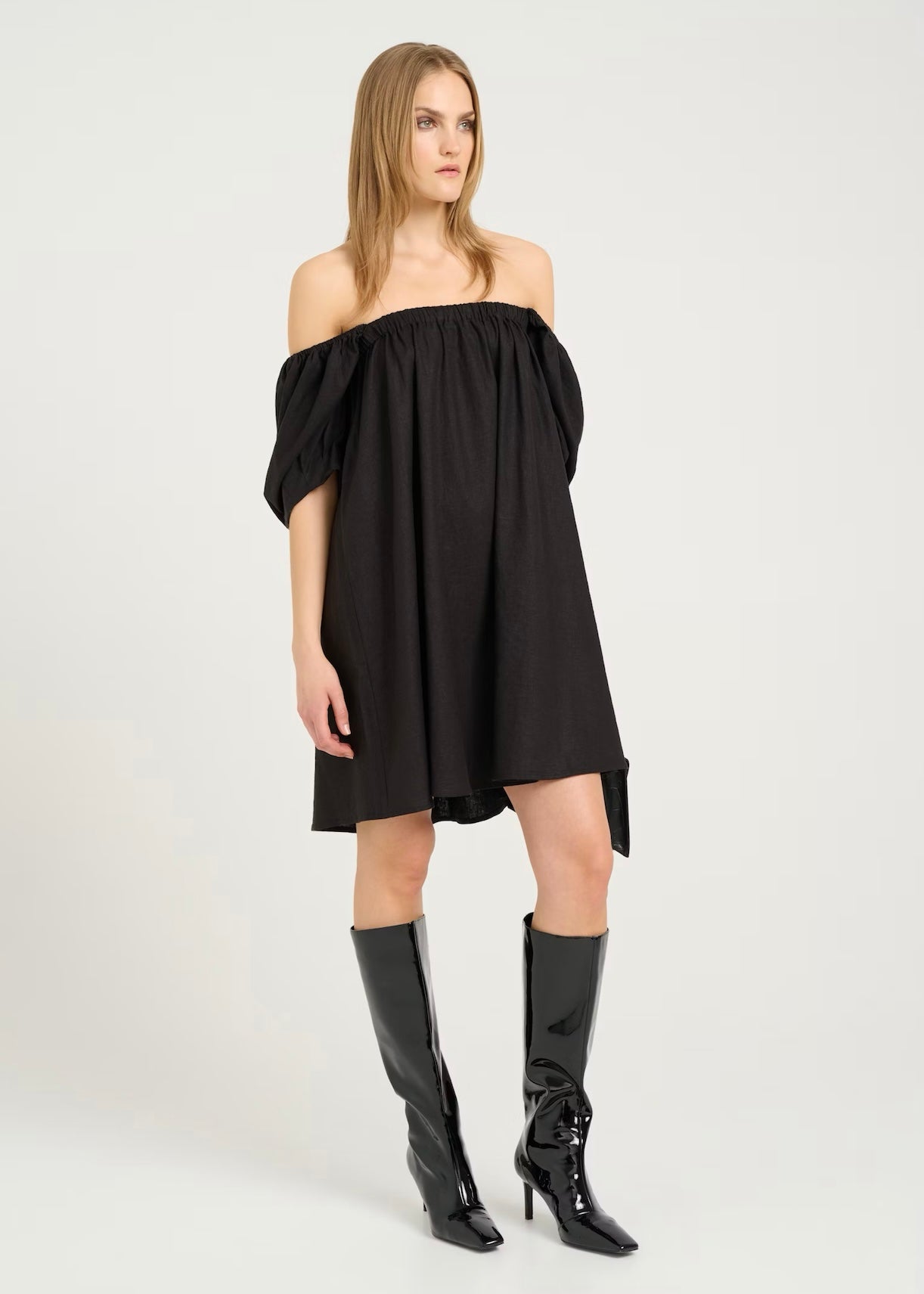 Gestuz Elarah Linen Short dress - Black