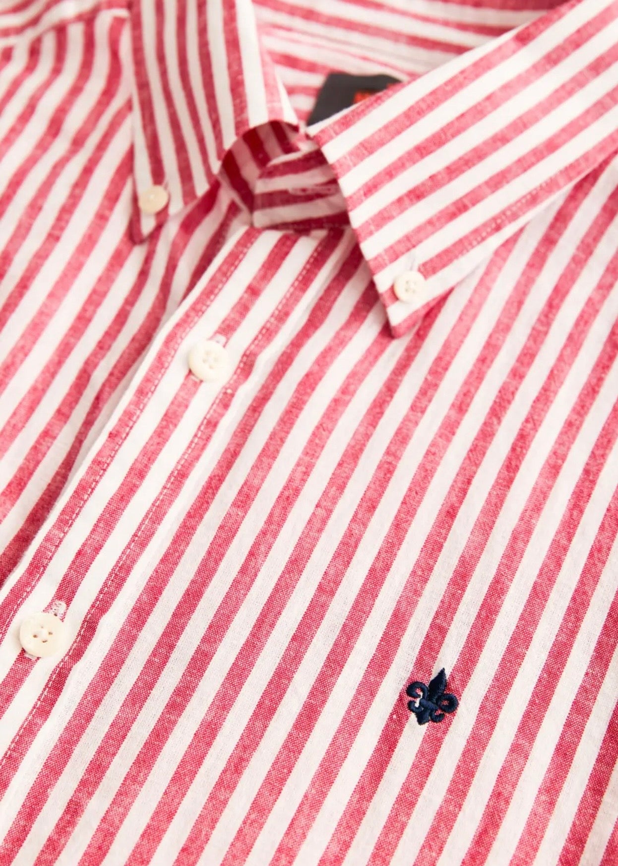 Douglas Linen Stripe Shirt Red