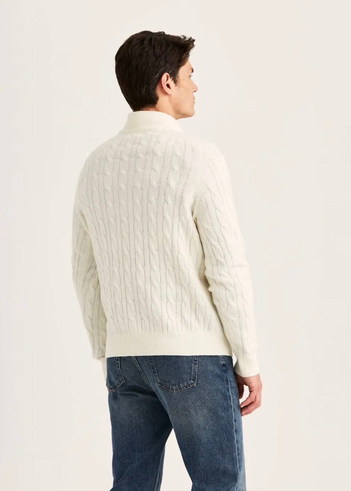 Hertford Cable Half Zip Offwhite