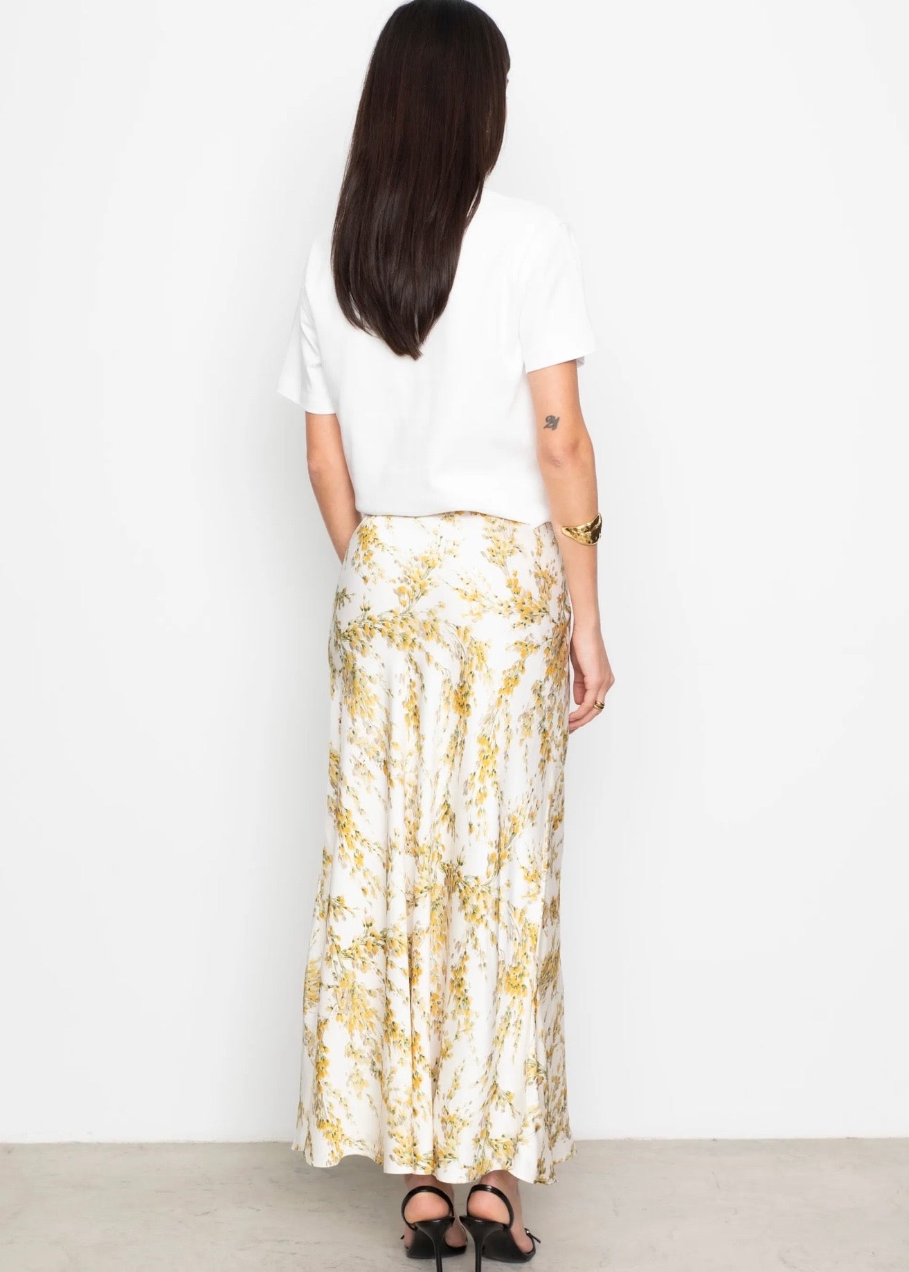 Lune Skirt Yellow Mimosa Print
