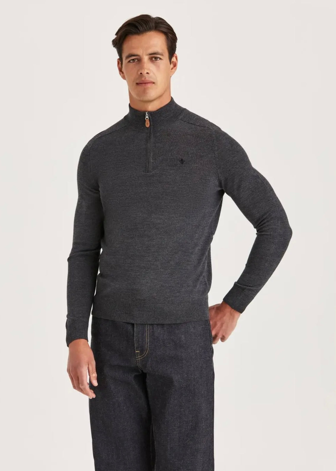 Merino John zip Grey