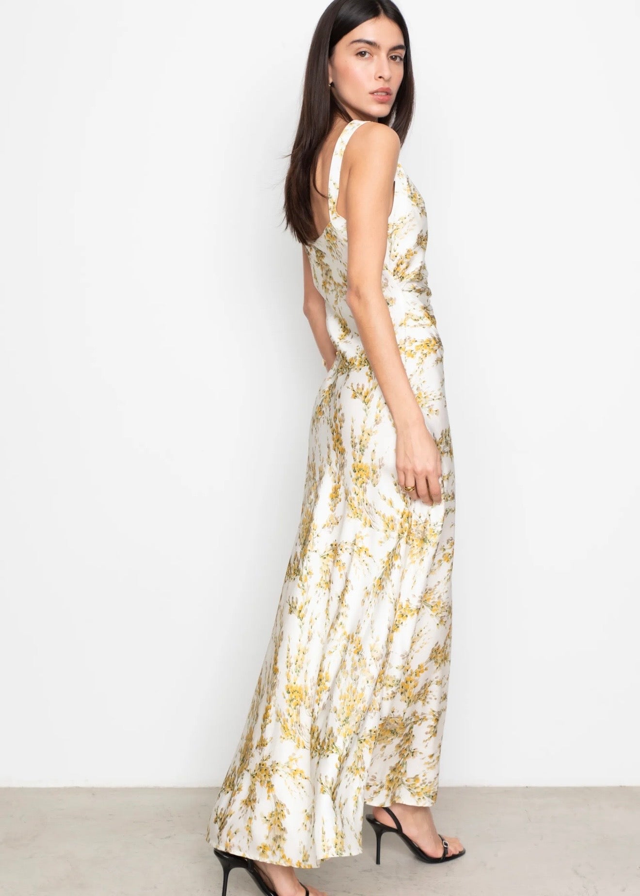 Anna Dress Yellow Mimosa Print