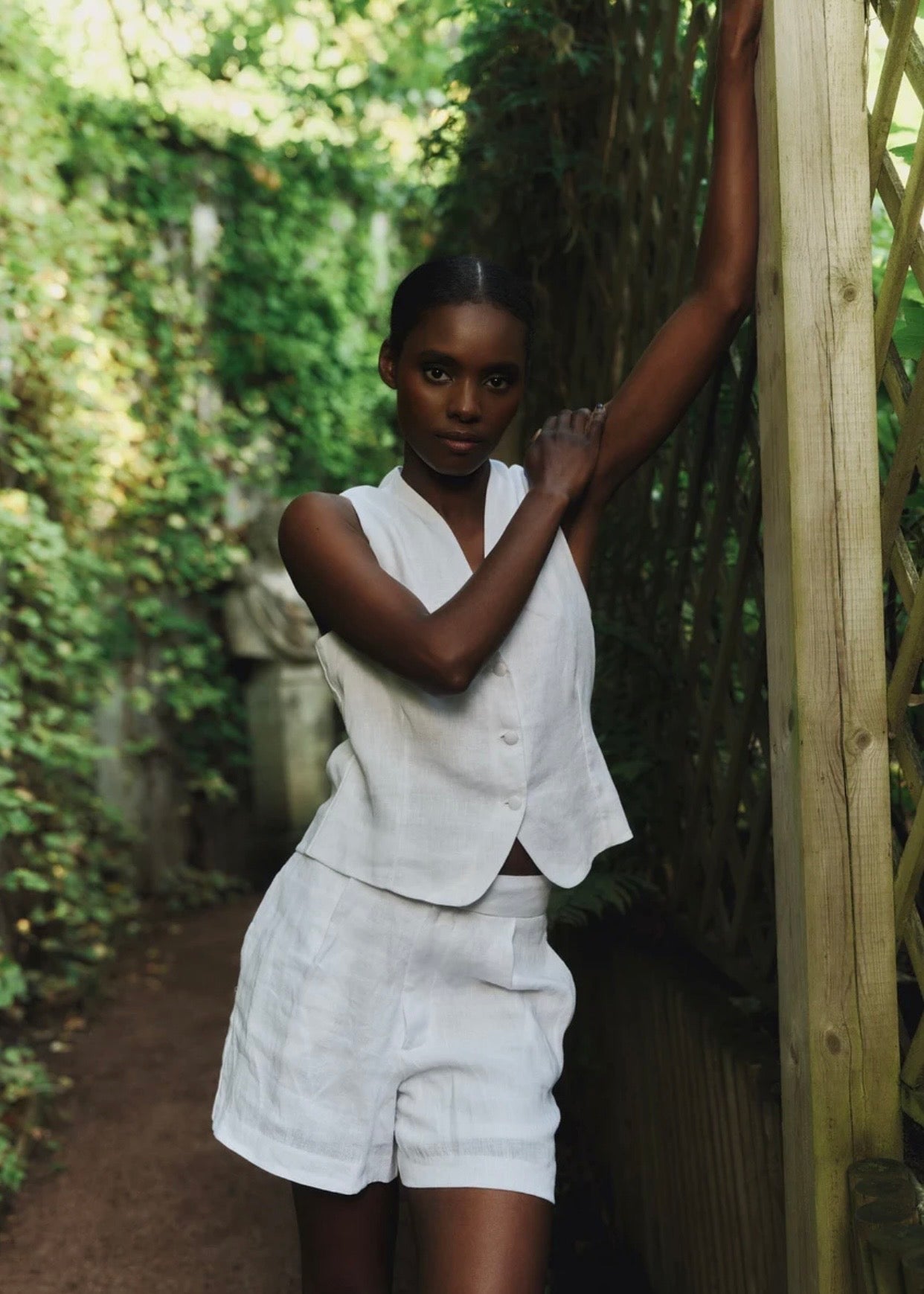 Freya Solid Linen Shorts White