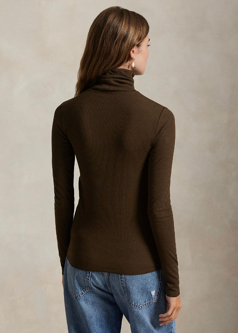 Stretch Turtleneck Dark Brown