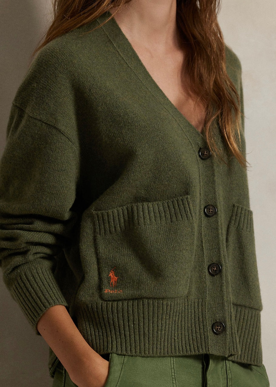 V-neck cardigan Spruce Heather
