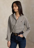 Relaxed Fit Striped Cotton Shirt Dark Brown