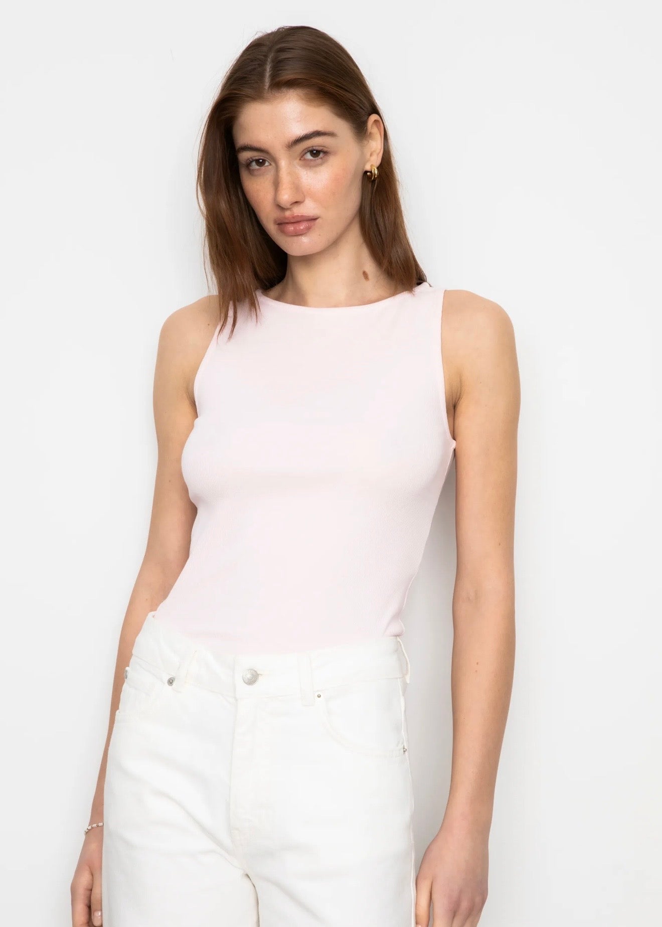 Peggy Rib Boatneck Top Light Pink