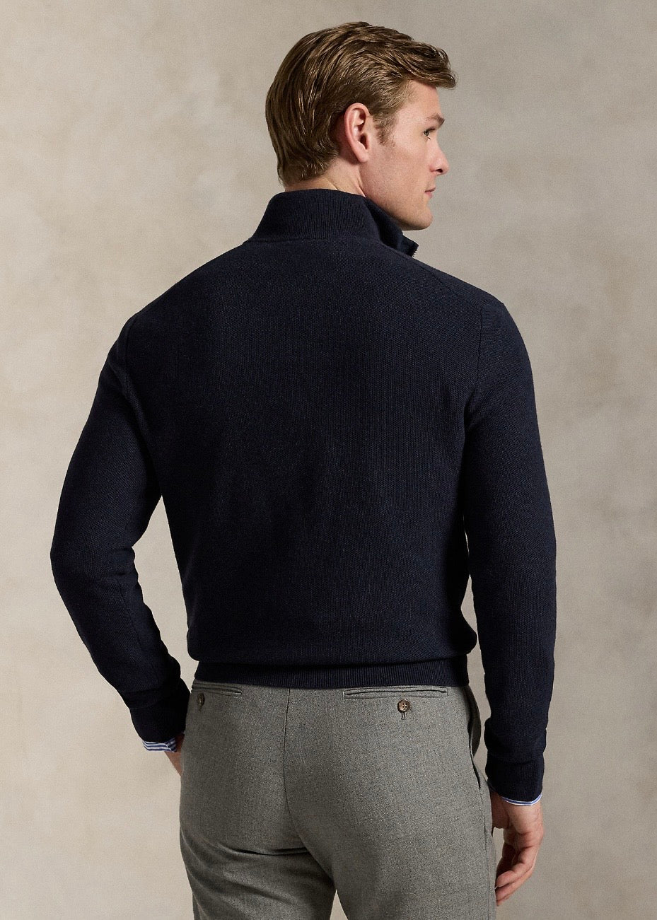 Mesh Knit Quarter Zip Hunter Navy
