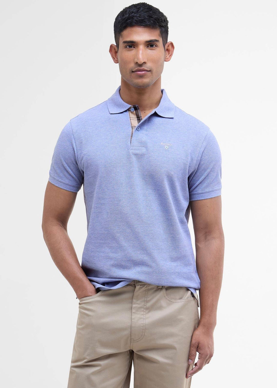Tartan Polo Pique Sky Marl