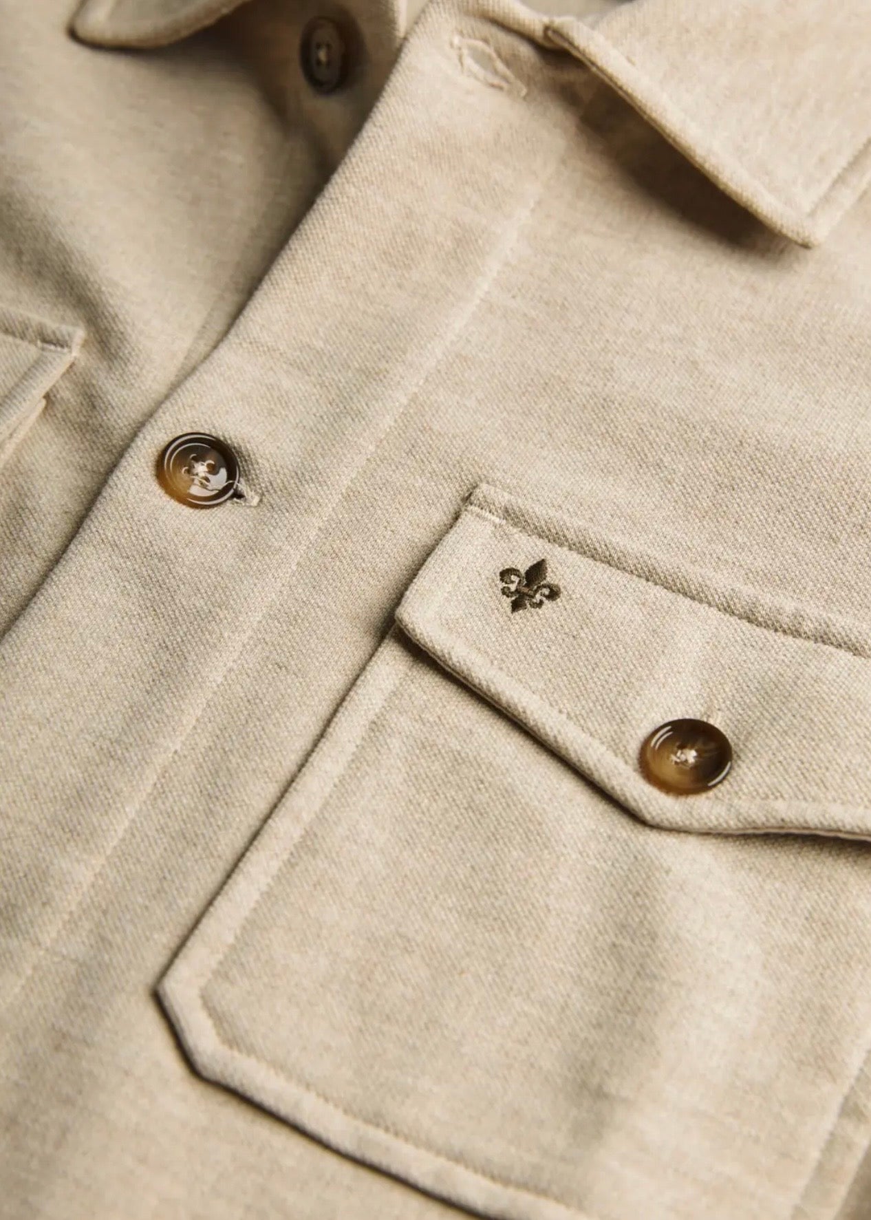 Andrew Piqué Jersey Overshirt Khaki
