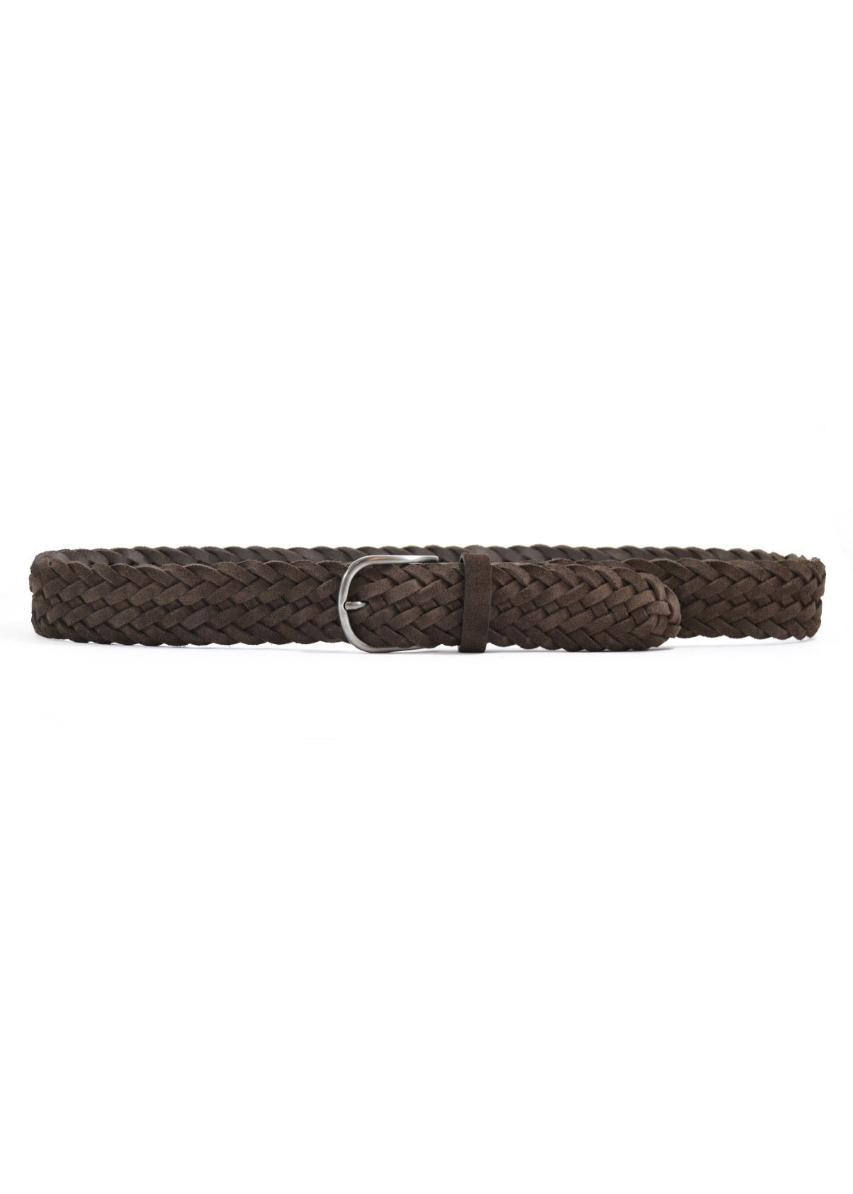Braided Leather Belt Dark Brown