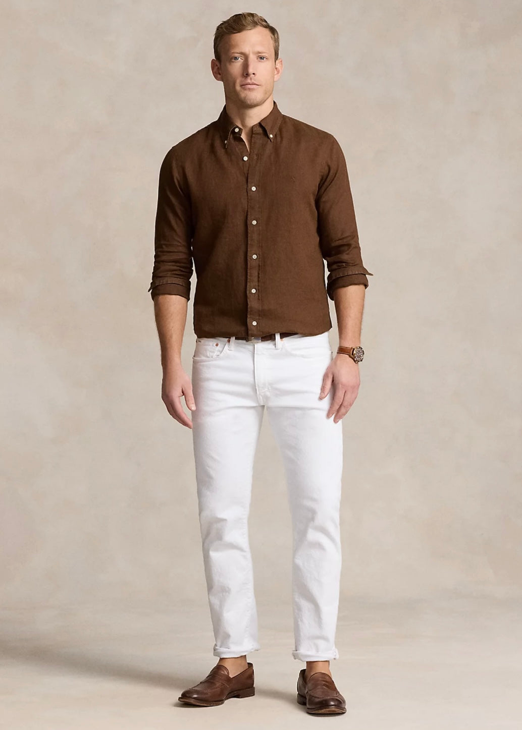 Polo Ralph Lauren Linen shirt slim fit - Chocolate Mousse