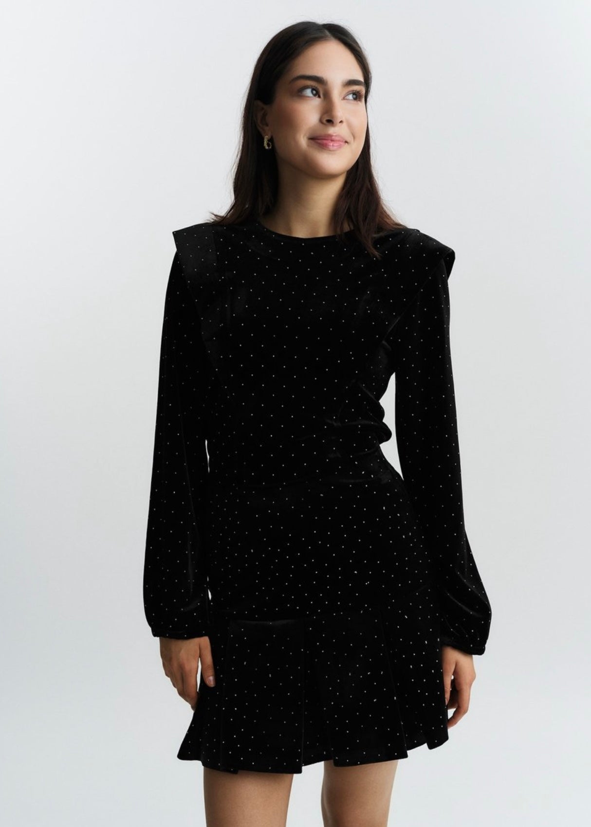 Kendra Stud Velour blouse Black