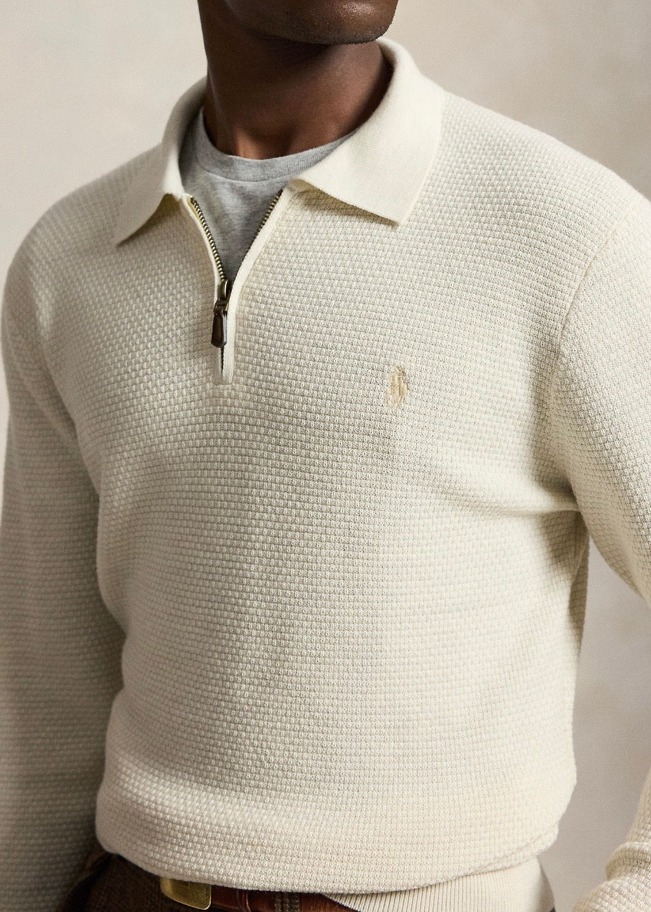 Wool Polo Collar Sweater Trifle Cream