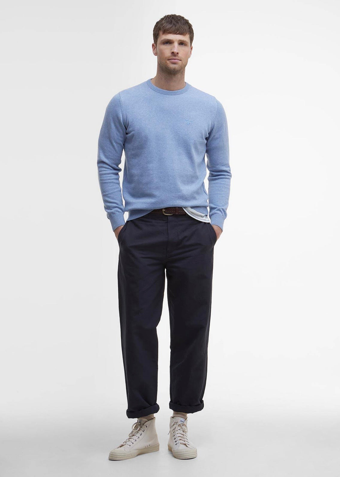 Pima Cotton Crew Neck Dark Chambray