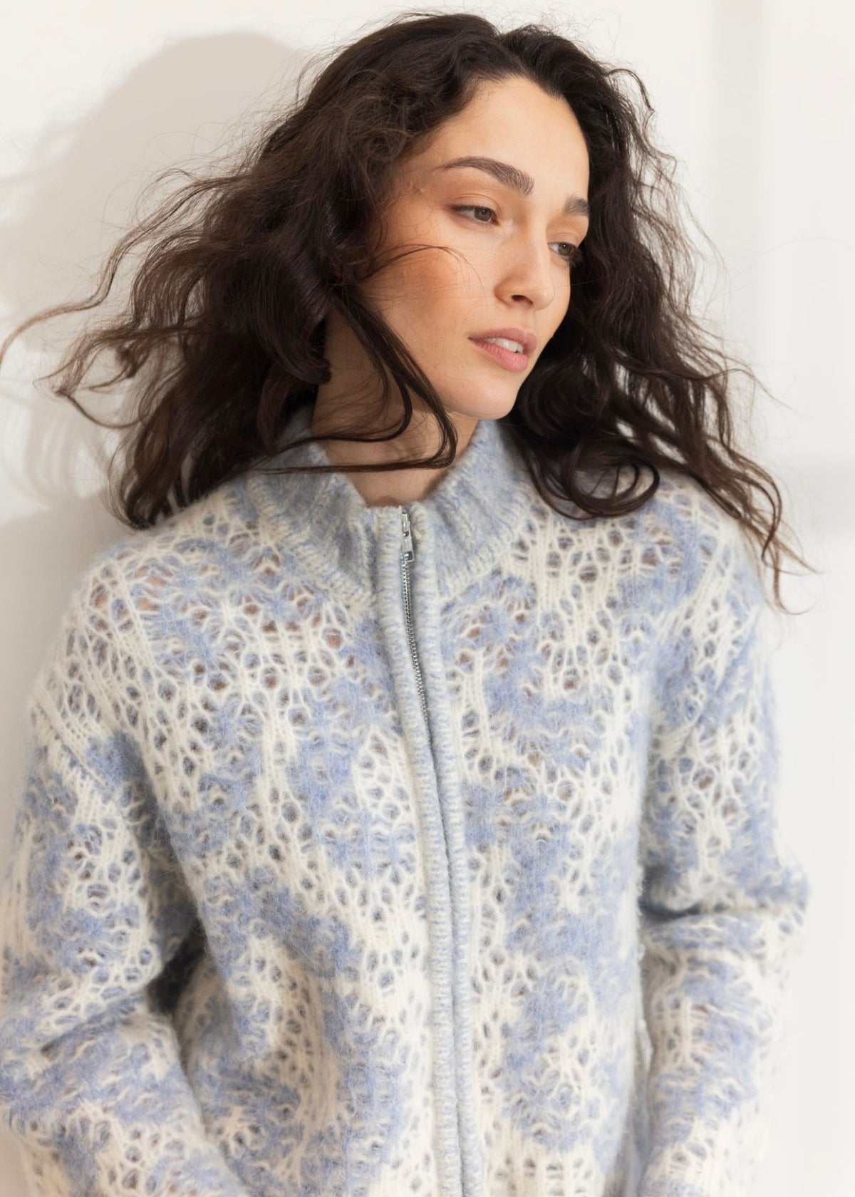 Briana Zip Knit Light Blue